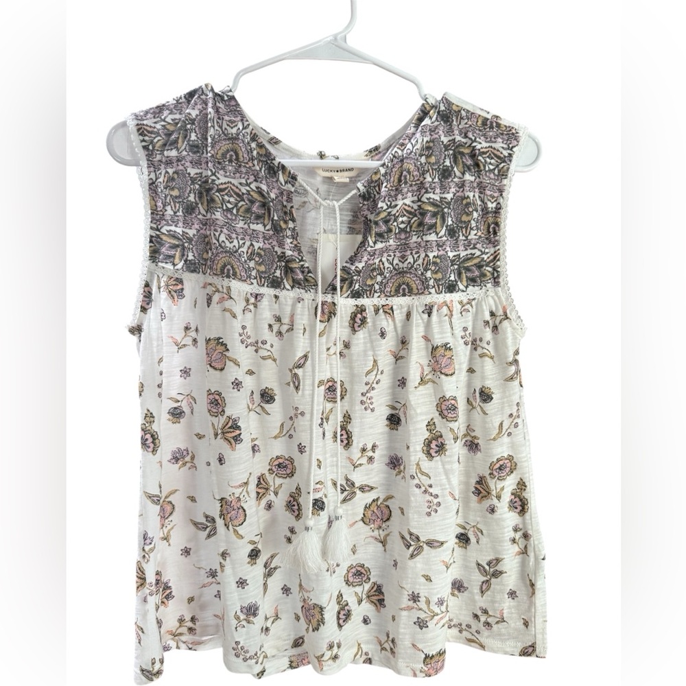 NWT! Lucky Brand Women's Sleeveless Floral Top Size Small
